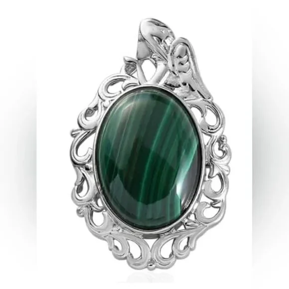 African Malachite Solitare Pendant